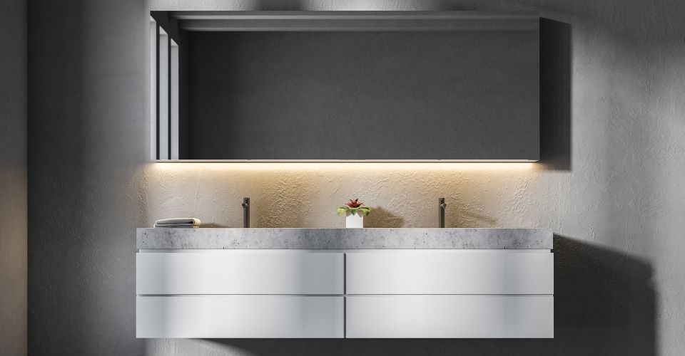 Bathroom vanity with double sinks