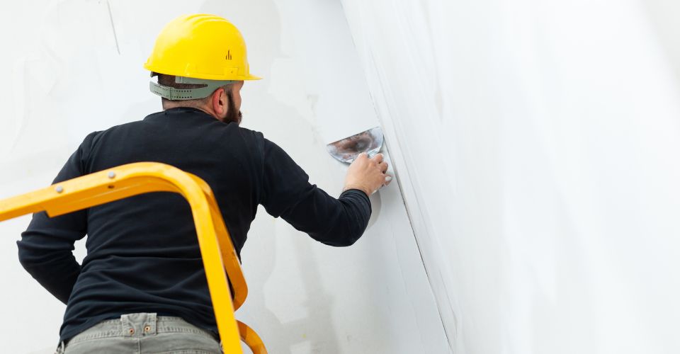 Drywall repair patch on interior wall