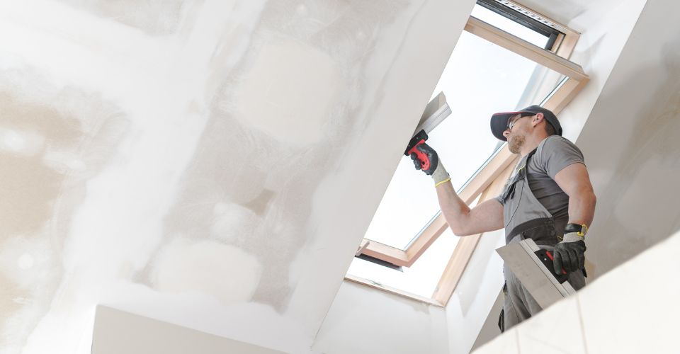 Drywall hanging and taping in new room